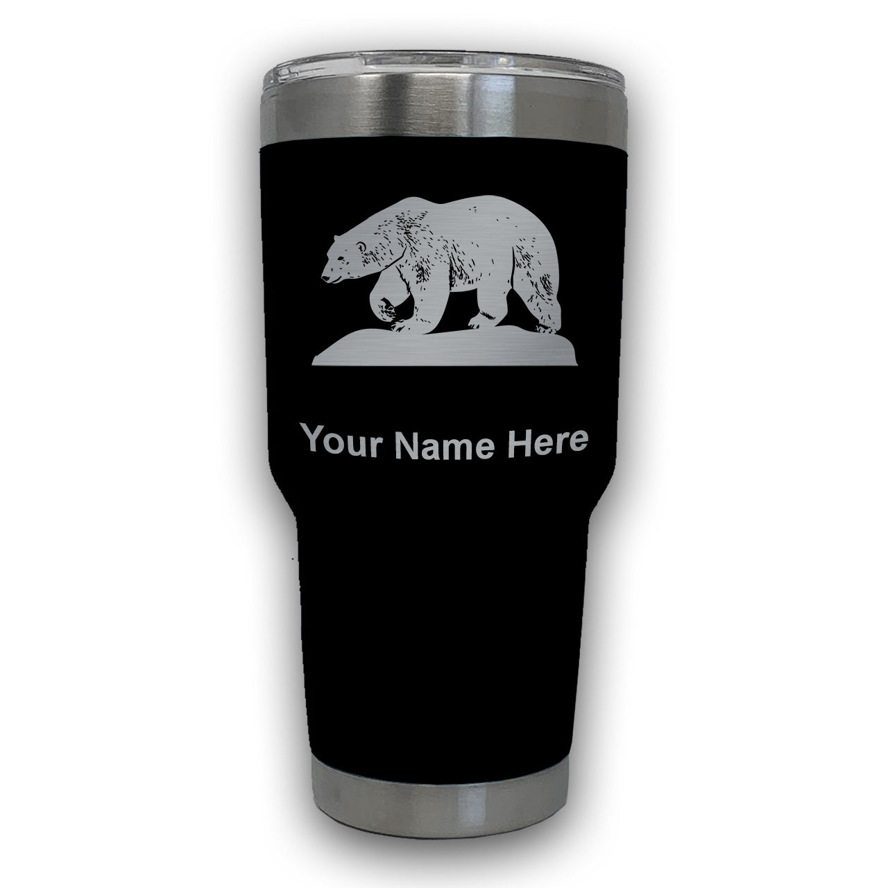 LaserGram 30oz Tumbler Mug, Polar Bear, Personalized Engraving Included