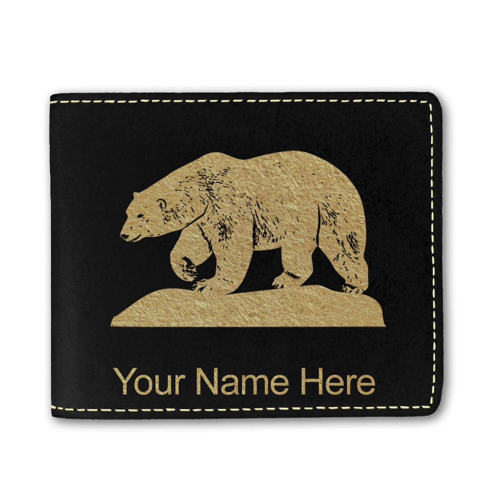 Faux Leather Bi-Fold Wallet, Polar Bear, Personalized Engraving Included