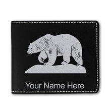 Load image into Gallery viewer, Faux Leather Bi-Fold Wallet, Polar Bear, Personalized Engraving Included
