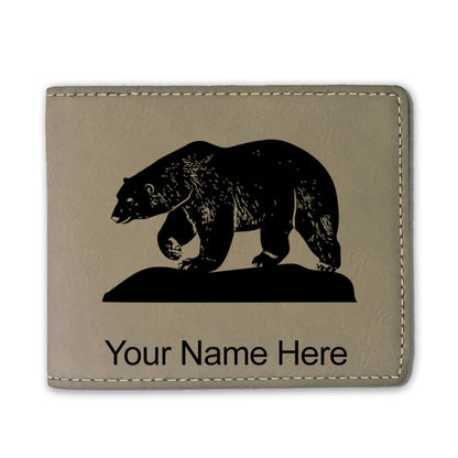 Faux Leather Bi-Fold Wallet, Polar Bear, Personalized Engraving Included