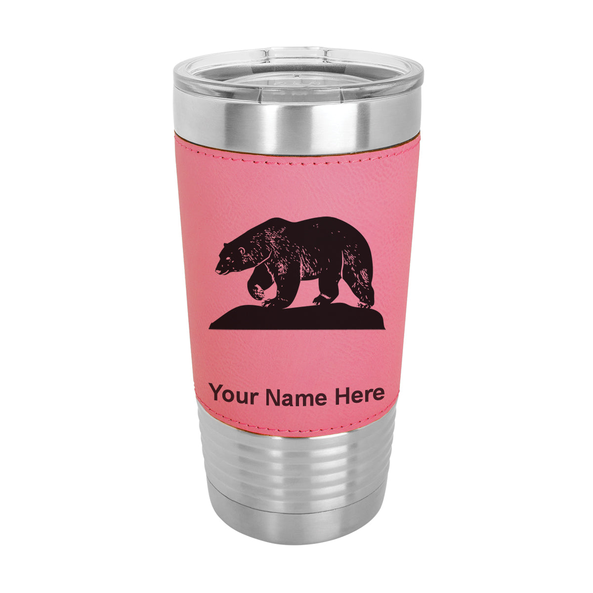 20oz Faux Leather Tumbler Mug, Polar Bear, Personalized Engraving Included - LaserGram Custom Engraved Gifts