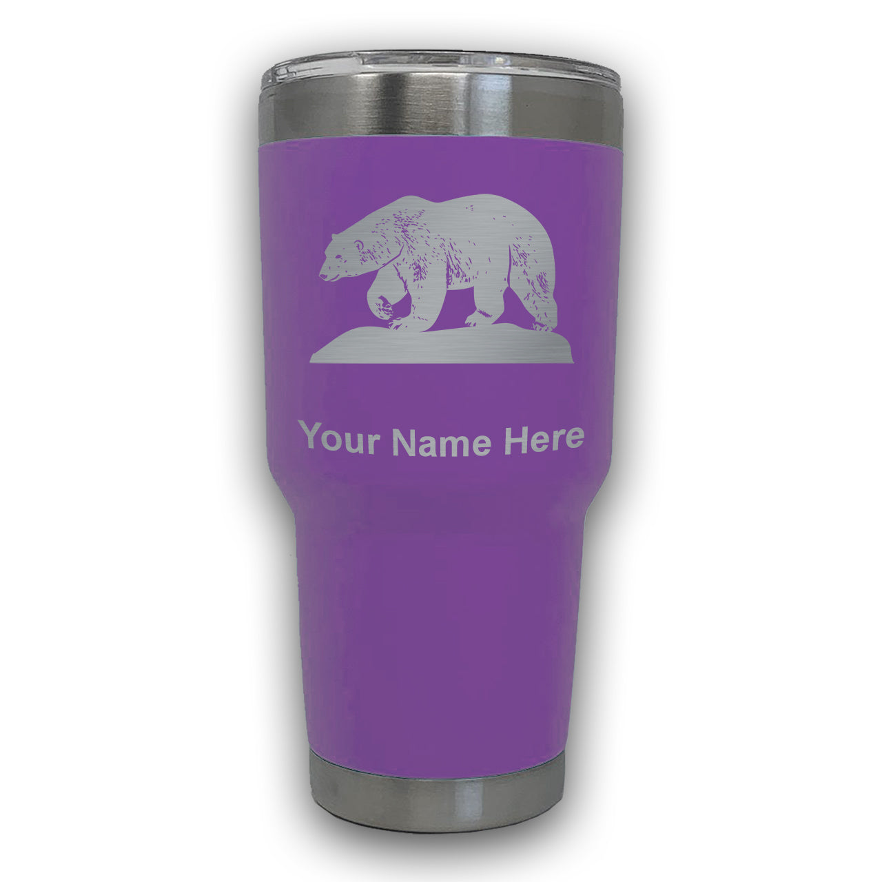 LaserGram 30oz Tumbler Mug, Polar Bear, Personalized Engraving Included