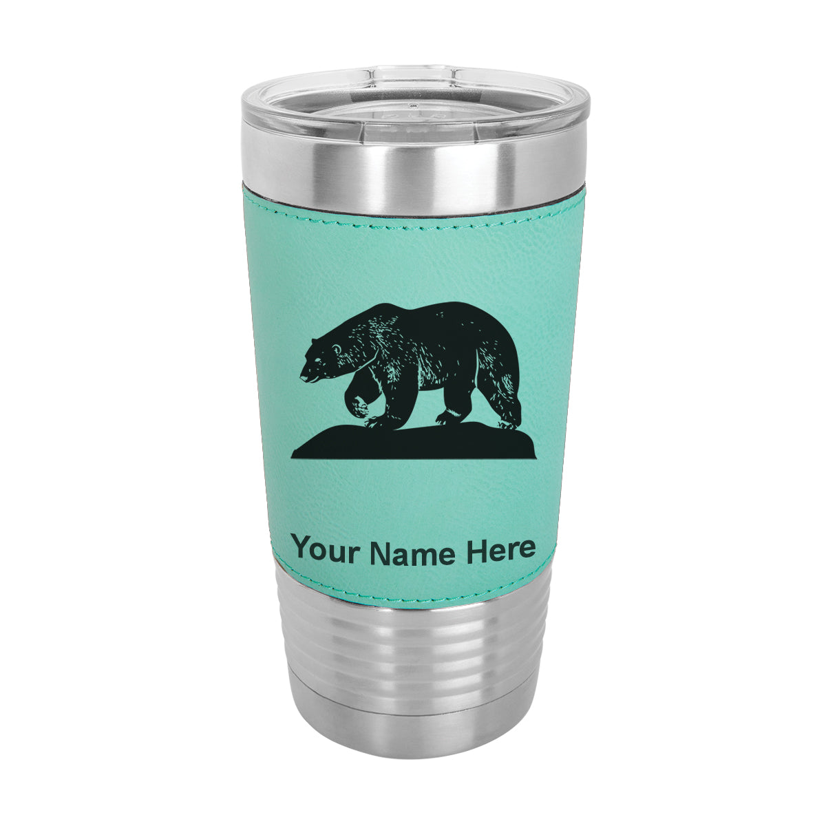 20oz Faux Leather Tumbler Mug, Polar Bear, Personalized Engraving Included - LaserGram Custom Engraved Gifts
