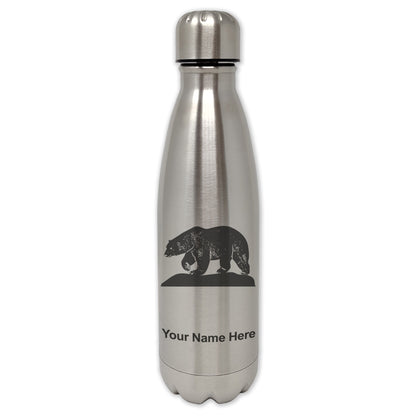 LaserGram Single Wall Water Bottle, Polar Bear, Personalized Engraving Included