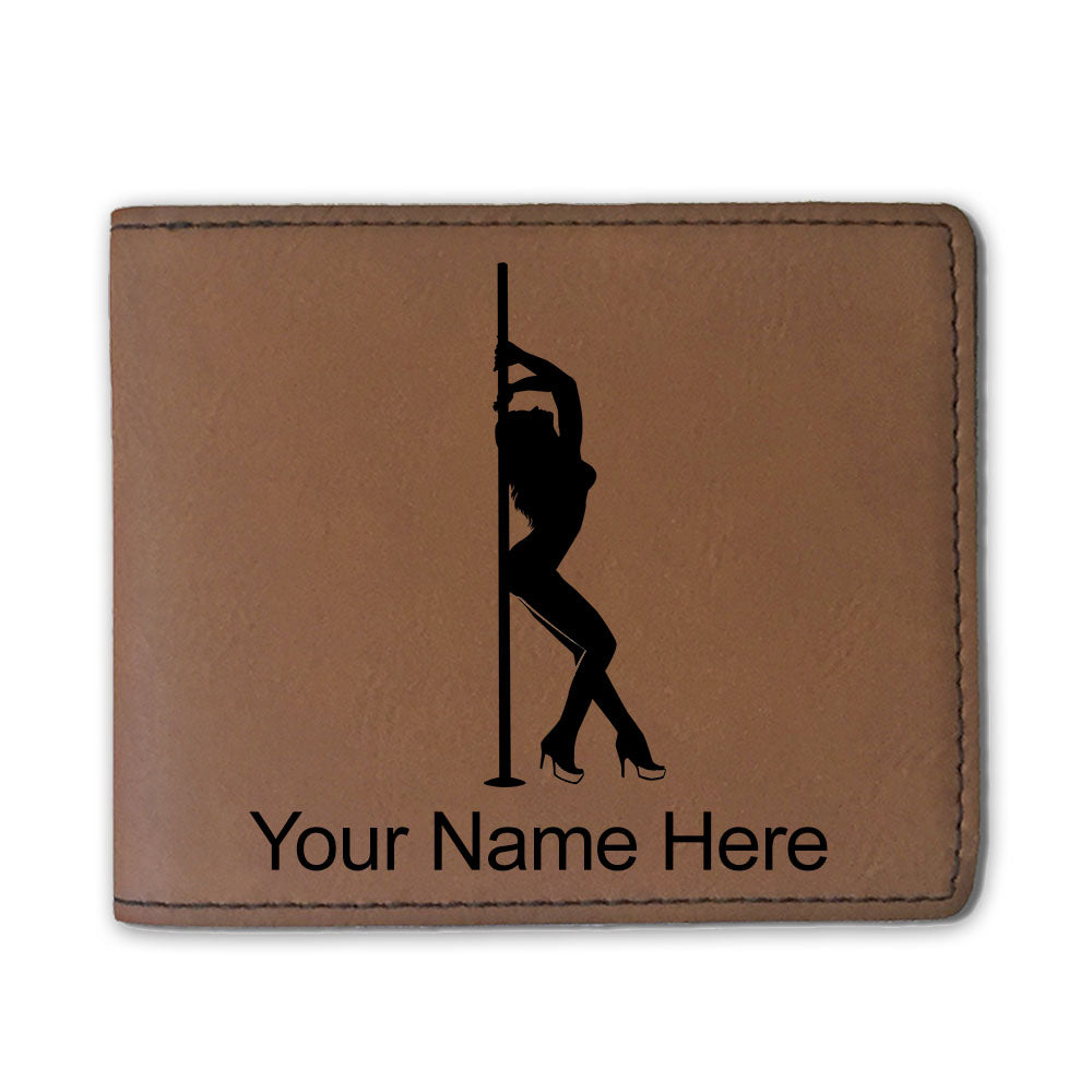 Faux Leather Bi-Fold Wallet, Pole Dancer, Personalized Engraving Included
