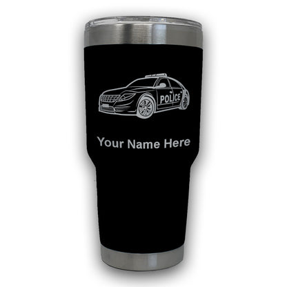 LaserGram 30oz Tumbler Mug, Police Car, Personalized Engraving Included