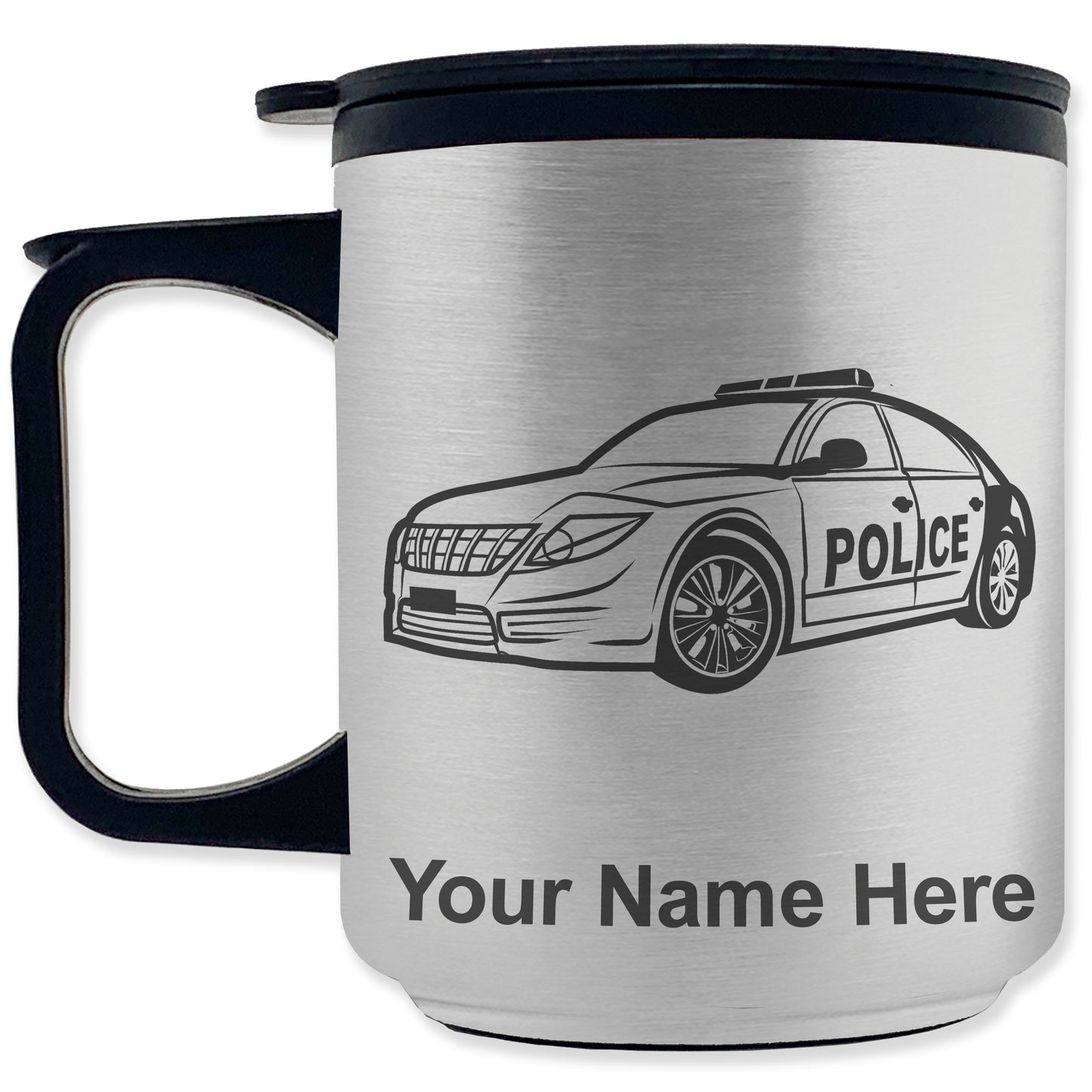 Coffee Travel Mug, Police Car, Personalized Engraving Included