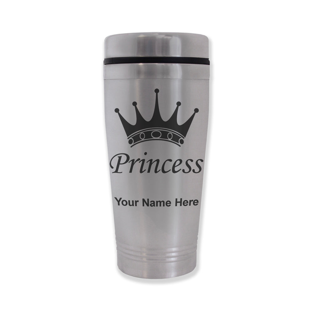 Commuter Travel Mug, Princess Crown, Personalized Engraving Included