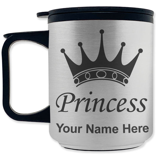 Coffee Travel Mug, Princess Crown, Personalized Engraving Included