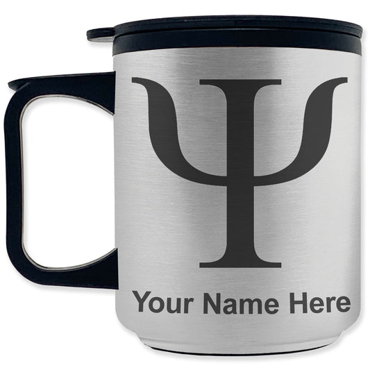 Coffee Travel Mug, Psi Symbol, Personalized Engraving Included