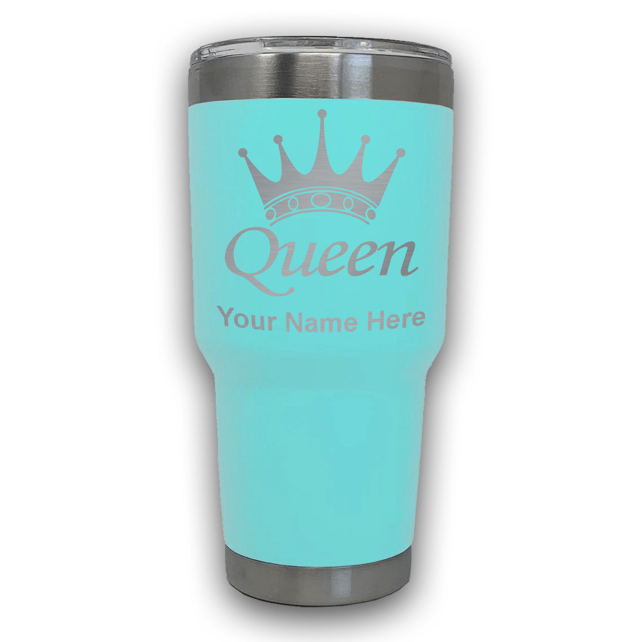 LaserGram 30oz Tumbler Mug, Queen Crown, Personalized Engraving Included