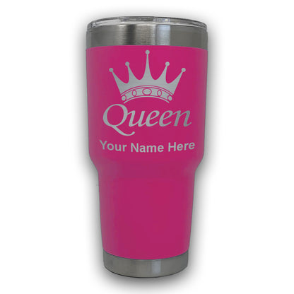 LaserGram 30oz Tumbler Mug, Queen Crown, Personalized Engraving Included