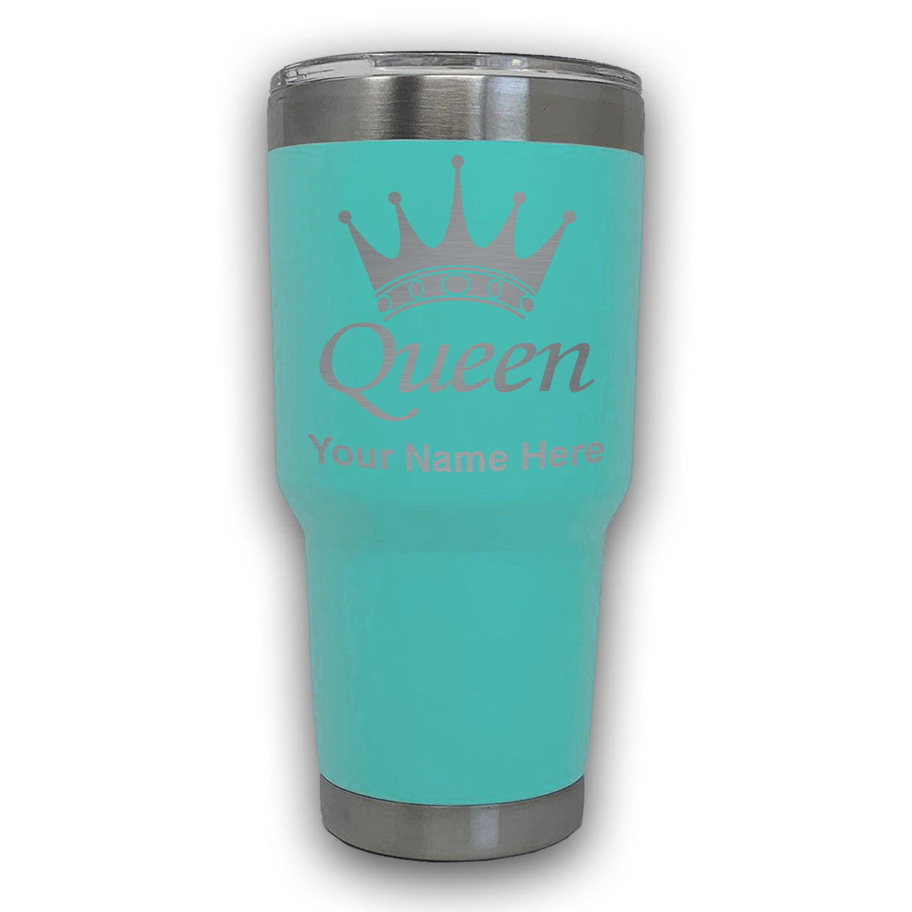 LaserGram 30oz Tumbler Mug, Queen Crown, Personalized Engraving Included