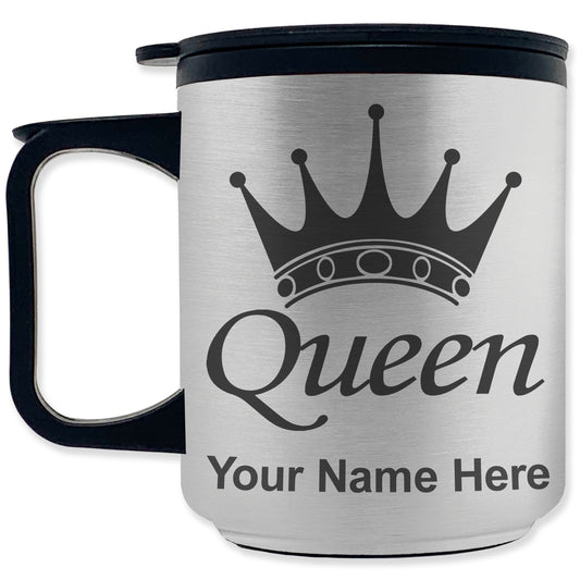 Coffee Travel Mug, Queen Crown, Personalized Engraving Included