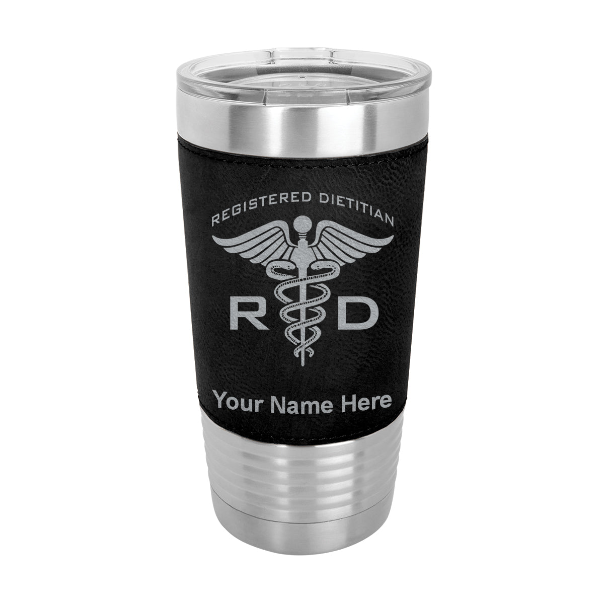 20oz Faux Leather Tumbler Mug, RD Registered Dietitian, Personalized Engraving Included - LaserGram Custom Engraved Gifts