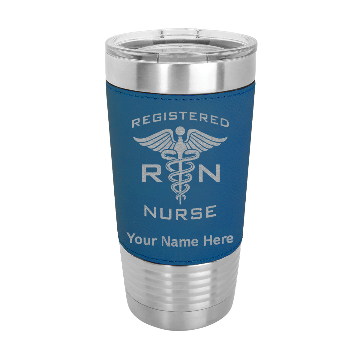 20oz Faux Leather Tumbler Mug, RN Registered Nurse, Personalized Engraving Included - LaserGram Custom Engraved Gifts