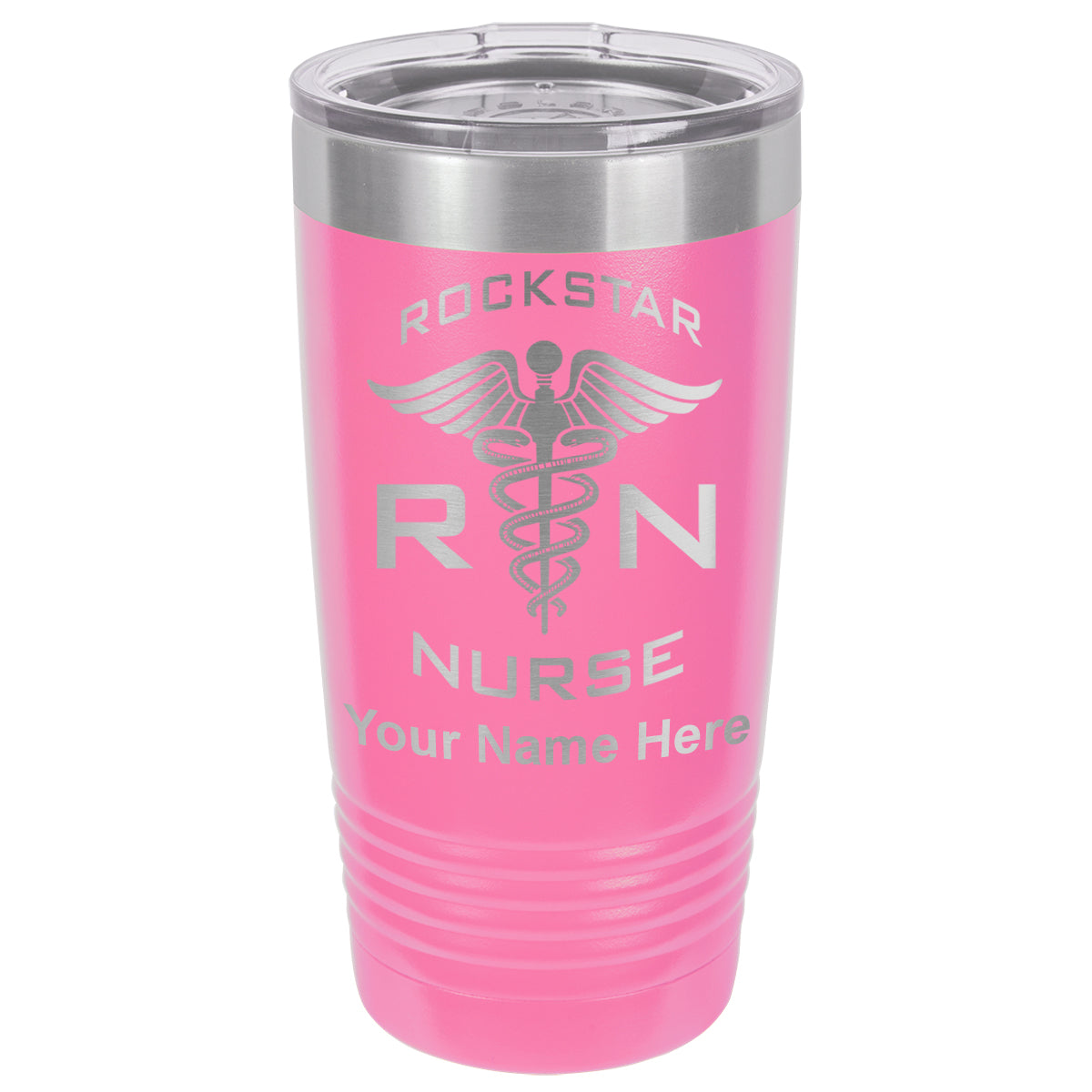 20oz Vacuum Insulated Tumbler Mug, RN Rockstar Nurse, Personalized Engraving Included