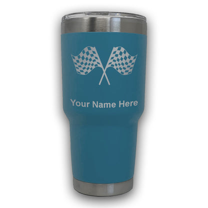 LaserGram 30oz Tumbler Mug, Racing Flags, Personalized Engraving Included