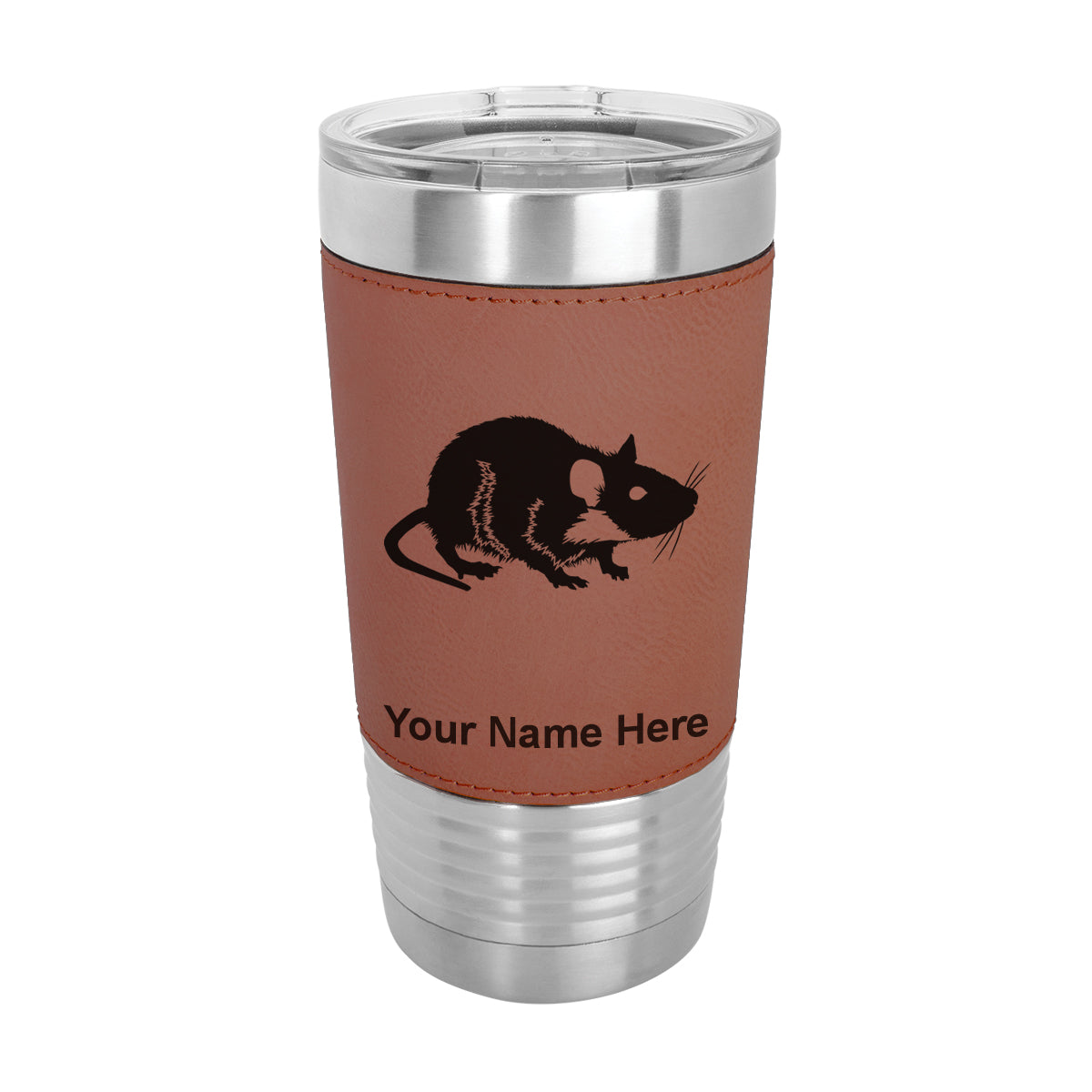 20oz Faux Leather Tumbler Mug, Rat, Personalized Engraving Included - LaserGram Custom Engraved Gifts