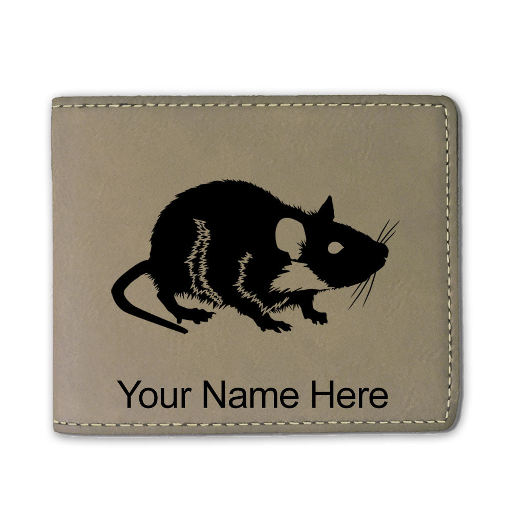 Faux Leather Bi-Fold Wallet, Rat, Personalized Engraving Included