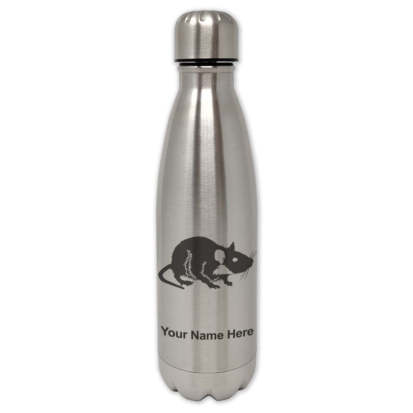 LaserGram Single Wall Water Bottle, Rat, Personalized Engraving Included