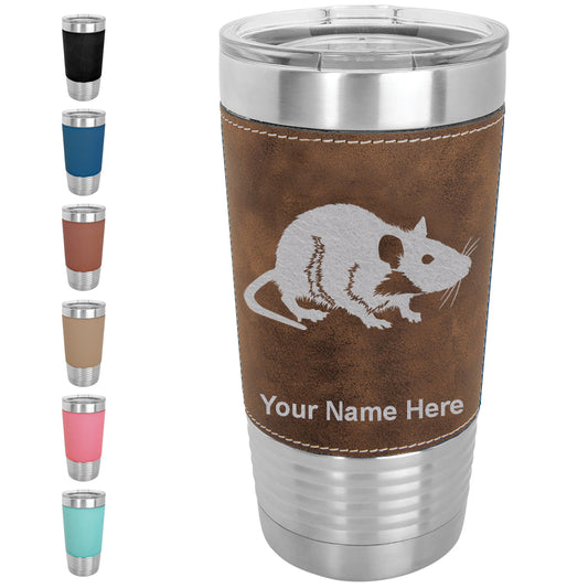 20oz Faux Leather Tumbler Mug, Rat, Personalized Engraving Included - LaserGram Custom Engraved Gifts