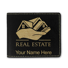 Load image into Gallery viewer, Faux Leather Bi-Fold Wallet, Real Estate, Personalized Engraving Included

