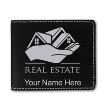 Load image into Gallery viewer, Faux Leather Bi-Fold Wallet, Real Estate, Personalized Engraving Included

