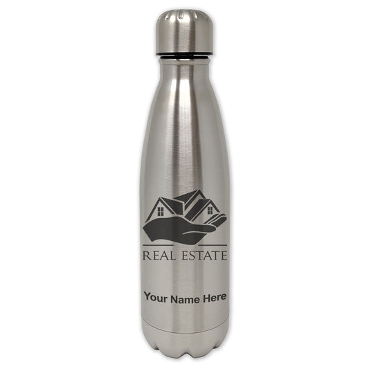 LaserGram Single Wall Water Bottle, Real Estate, Personalized Engraving Included