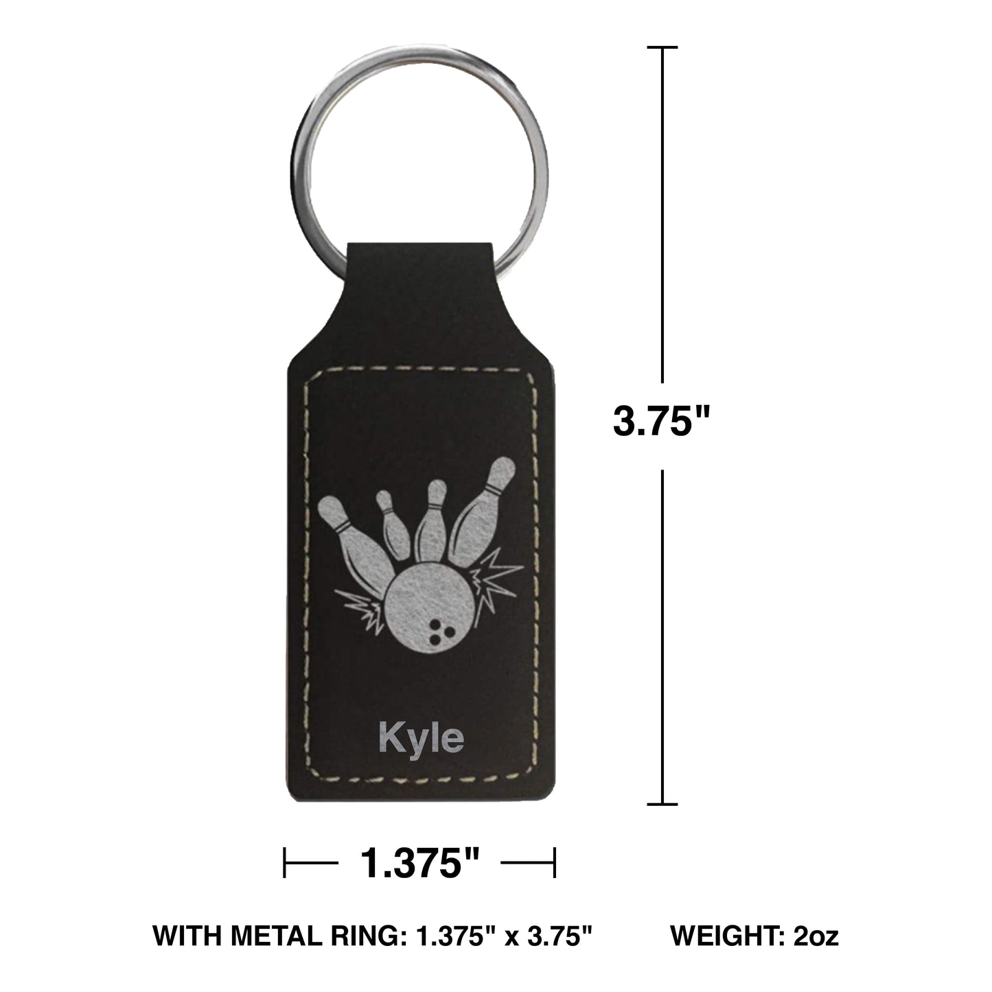 Faux Leather Rectangle Keychain, Santa Muerte, Personalized Engraving Included