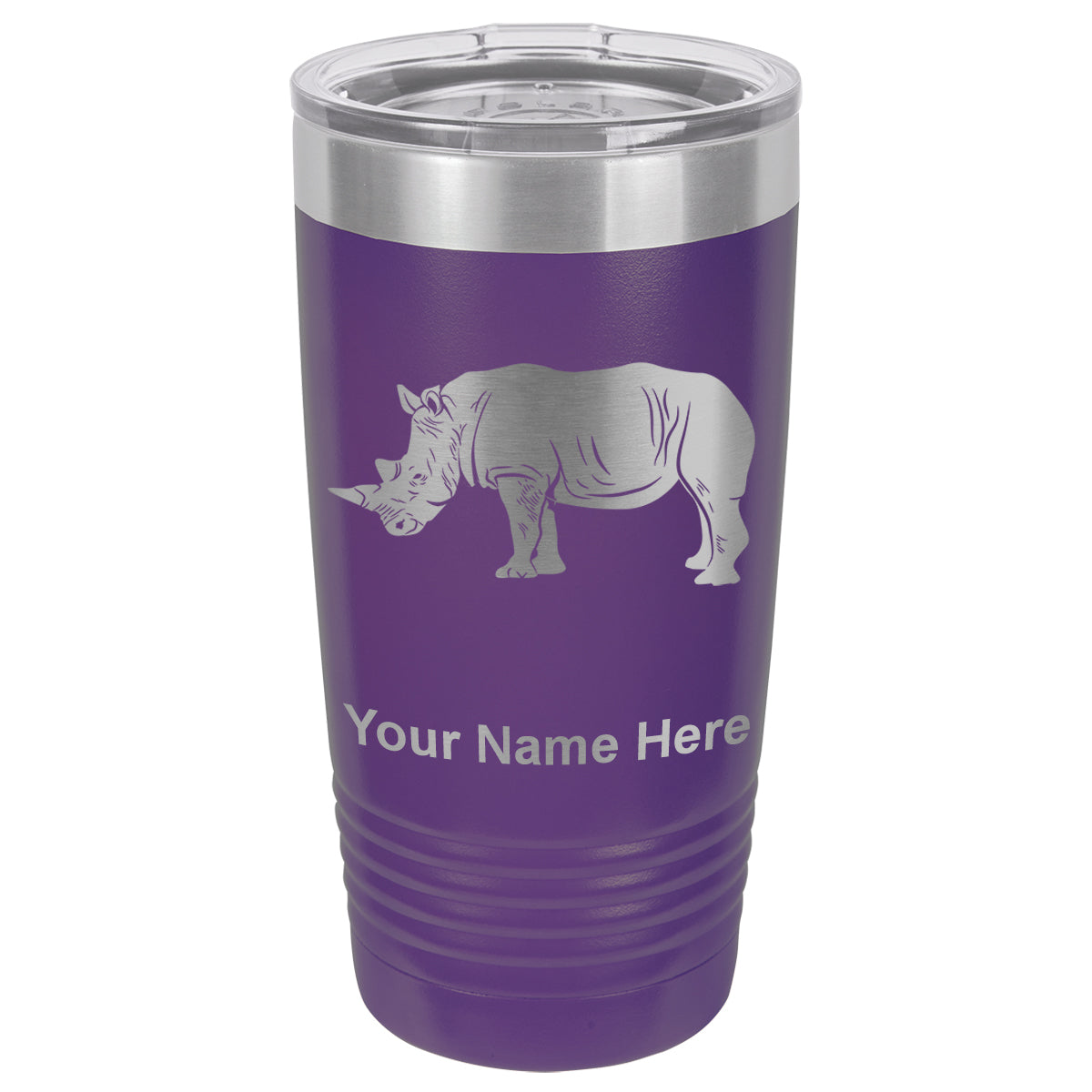 20oz Vacuum Insulated Tumbler Mug, Rhinoceros, Personalized Engraving Included