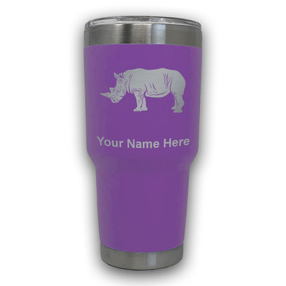 LaserGram 30oz Tumbler Mug, Rhinoceros, Personalized Engraving Included