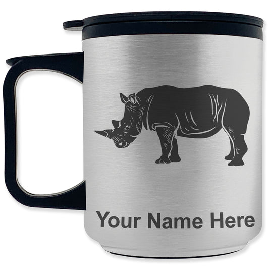 Coffee Travel Mug, Rhinoceros, Personalized Engraving Included