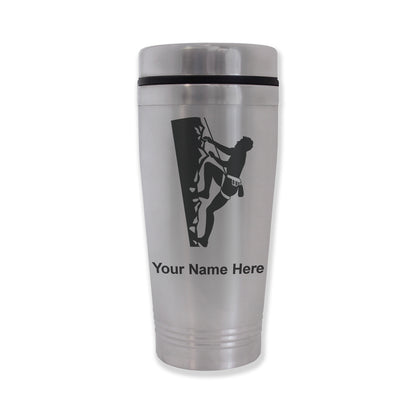 Commuter Travel Mug, Rock Climber, Personalized Engraving Included