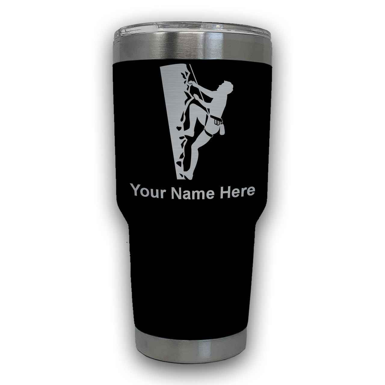 LaserGram 30oz Tumbler Mug, Rock Climber, Personalized Engraving Included