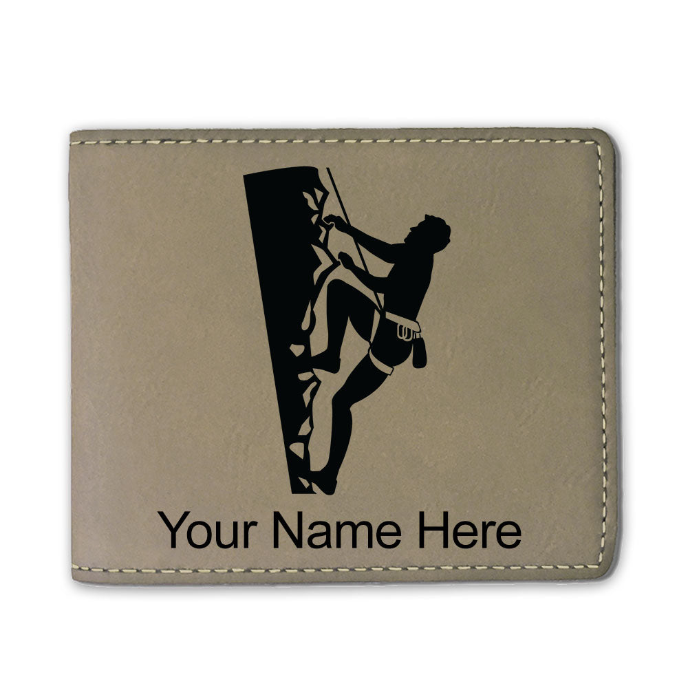 Faux Leather Bi-Fold Wallet, Rock Climber, Personalized Engraving Included