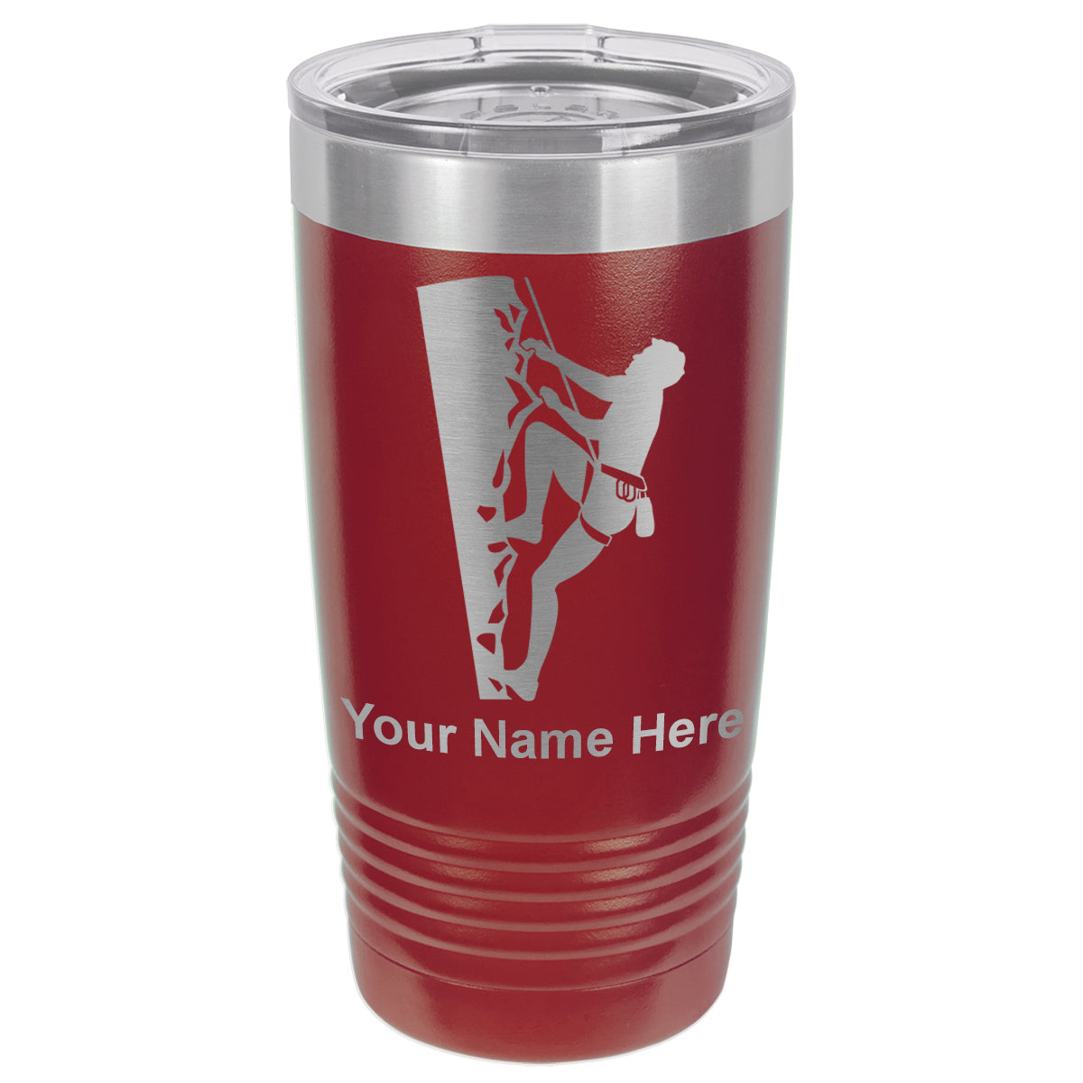 20oz Vacuum Insulated Tumbler Mug, Rock Climber, Personalized Engraving Included