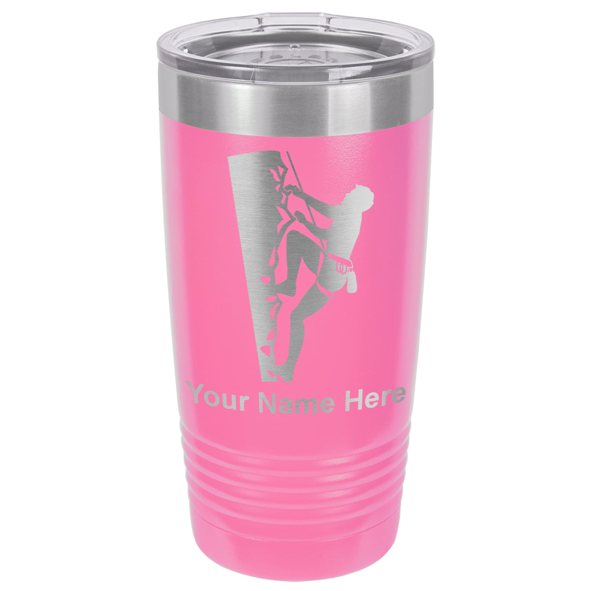 20oz Vacuum Insulated Tumbler Mug, Rock Climber, Personalized Engraving Included