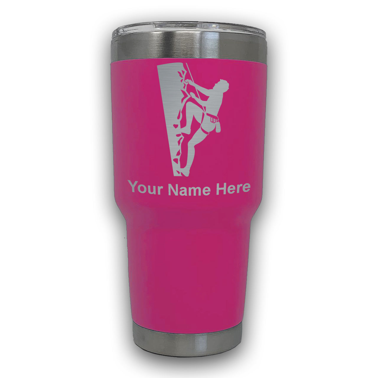 LaserGram 30oz Tumbler Mug, Rock Climber, Personalized Engraving Included