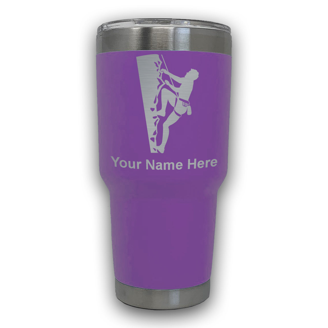 LaserGram 30oz Tumbler Mug, Rock Climber, Personalized Engraving Included