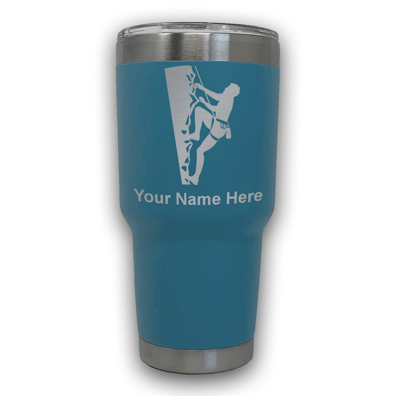 LaserGram 30oz Tumbler Mug, Rock Climber, Personalized Engraving Included