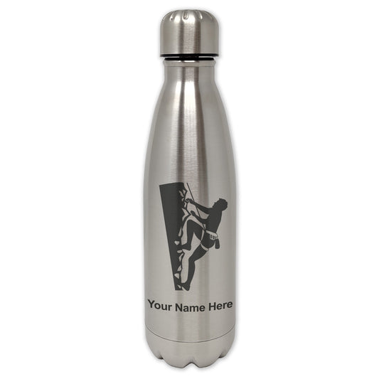 LaserGram Single Wall Water Bottle, Rock Climber, Personalized Engraving Included