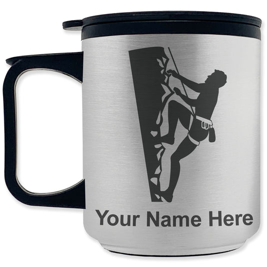 Coffee Travel Mug, Rock Climber, Personalized Engraving Included