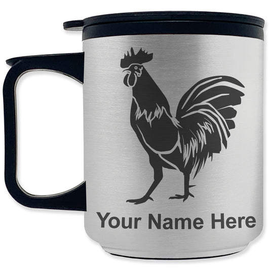 Coffee Travel Mug, Rooster, Personalized Engraving Included