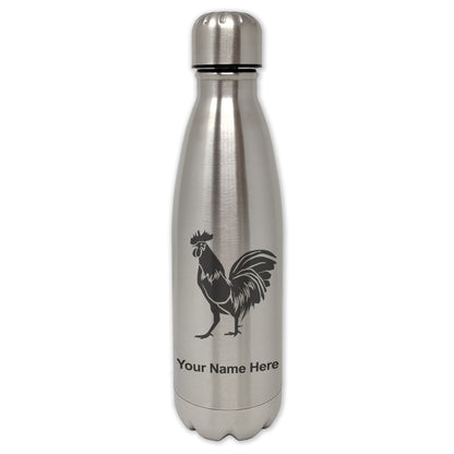LaserGram Single Wall Water Bottle, Rooster, Personalized Engraving Included