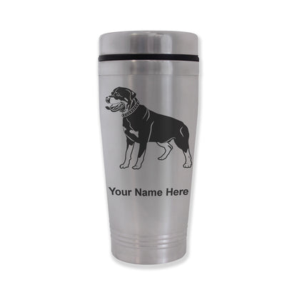 Commuter Travel Mug, Rottweiler Dog, Personalized Engraving Included