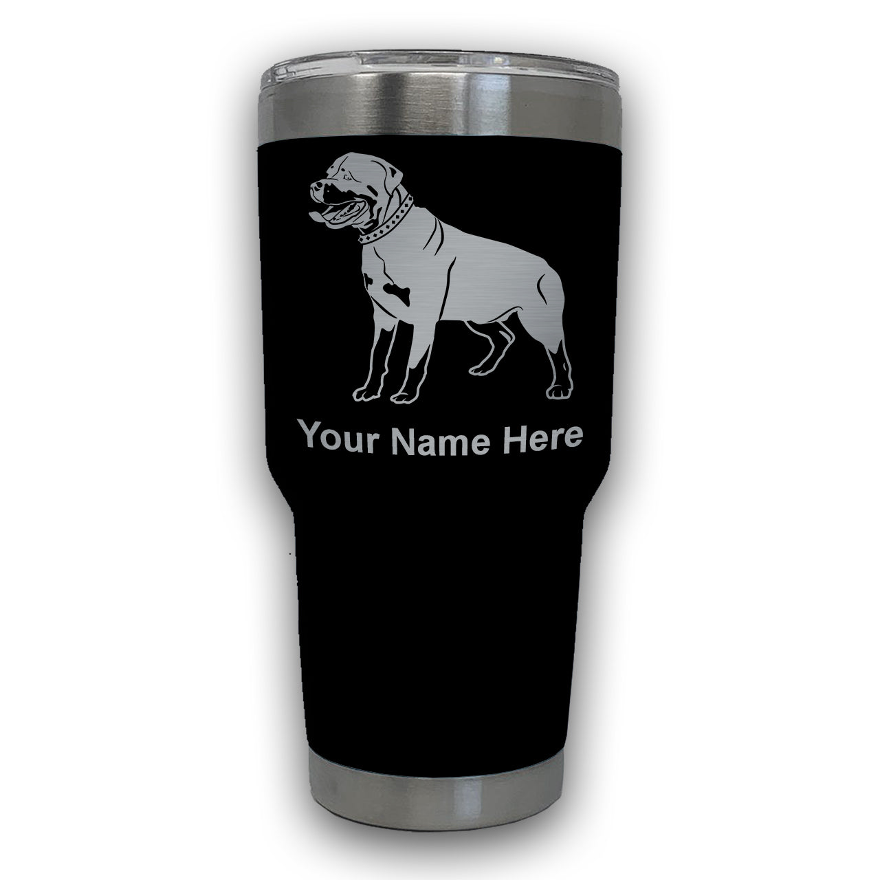 LaserGram 30oz Tumbler Mug, Rottweiler Dog, Personalized Engraving Included