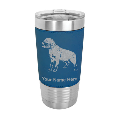 20oz Faux Leather Tumbler Mug, Rottweiler Dog, Personalized Engraving Included - LaserGram Custom Engraved Gifts