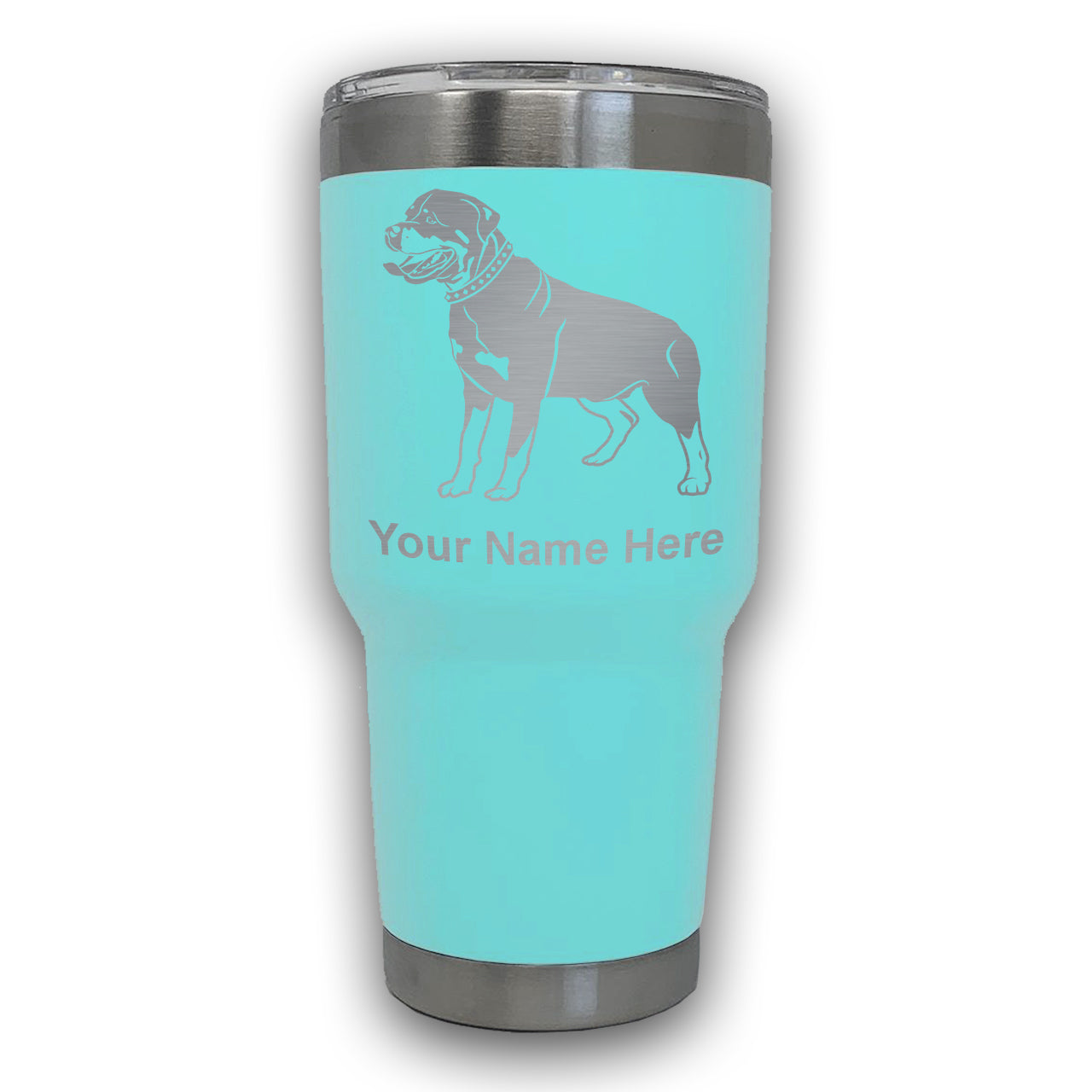 LaserGram 30oz Tumbler Mug, Rottweiler Dog, Personalized Engraving Included