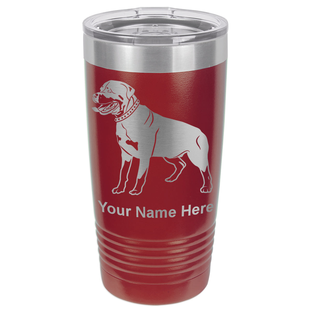20oz Vacuum Insulated Tumbler Mug, Rottweiler Dog, Personalized Engraving Included